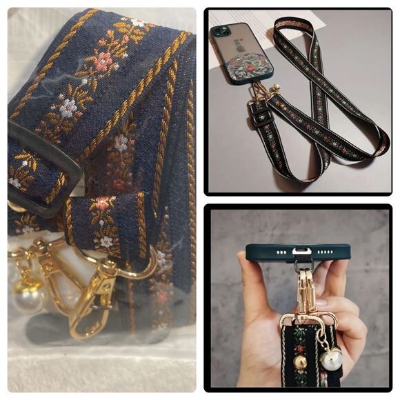 Embroidered Cell Phone Crossbody Lanyard - Picture 2 of 5